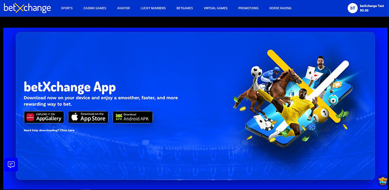 BetXchange mobile app page