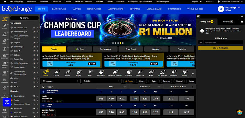 BetXchange sports betting page