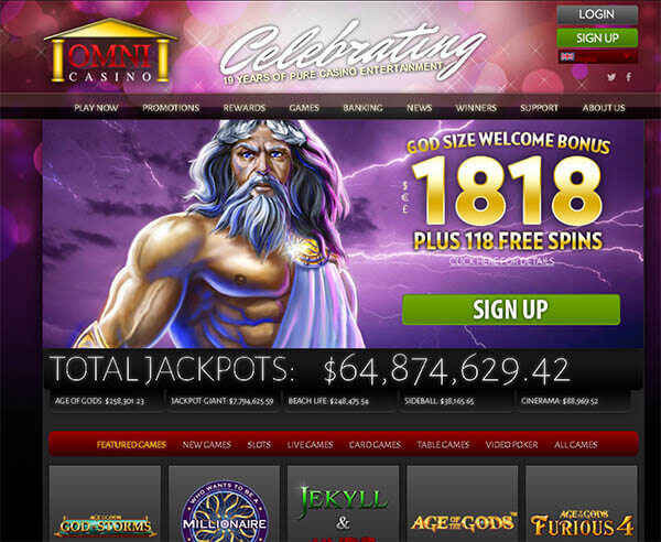 бонусы OMNI Casino 100 руб