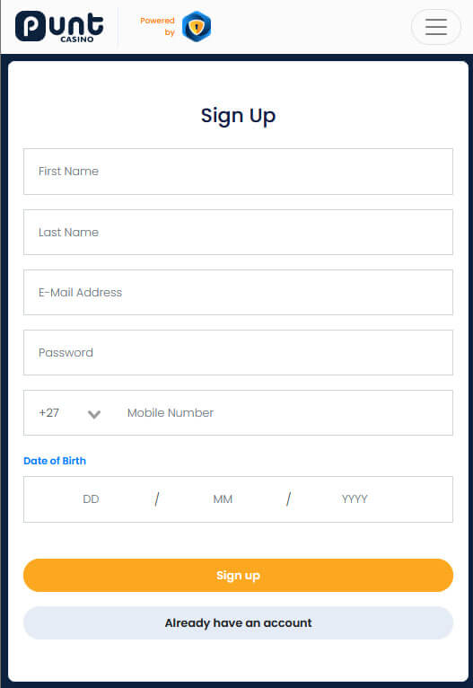 Punt Casino Signup