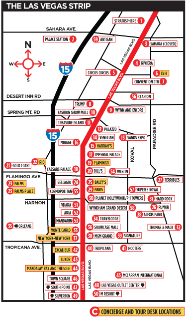 Las Vegas strip map